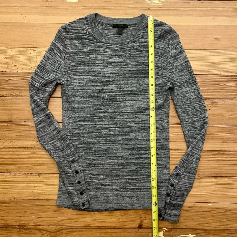 J. Crew ribbed pullover sweater with snap sleeves. Size S.